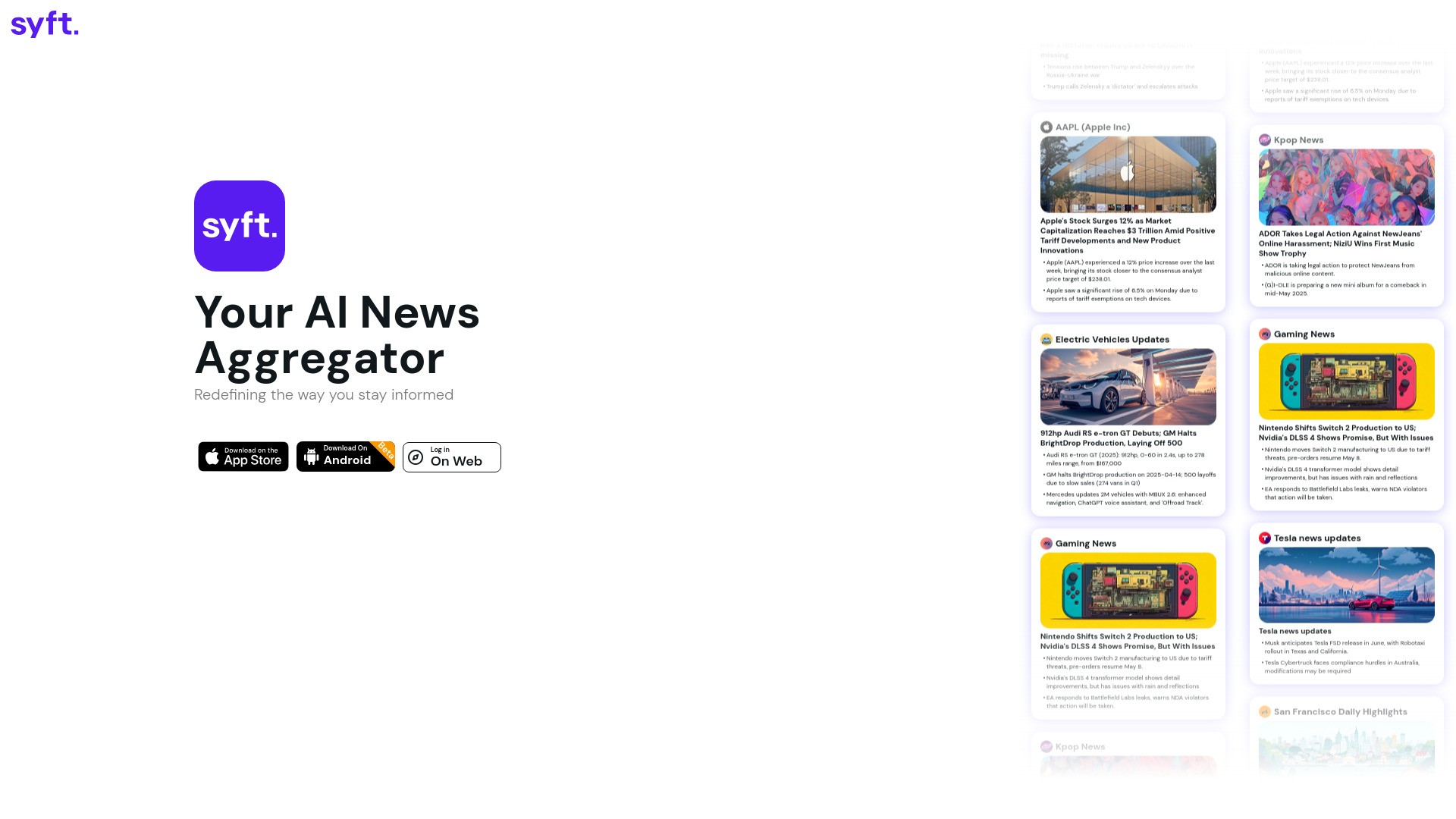 Syft AI News Aggregator 截图