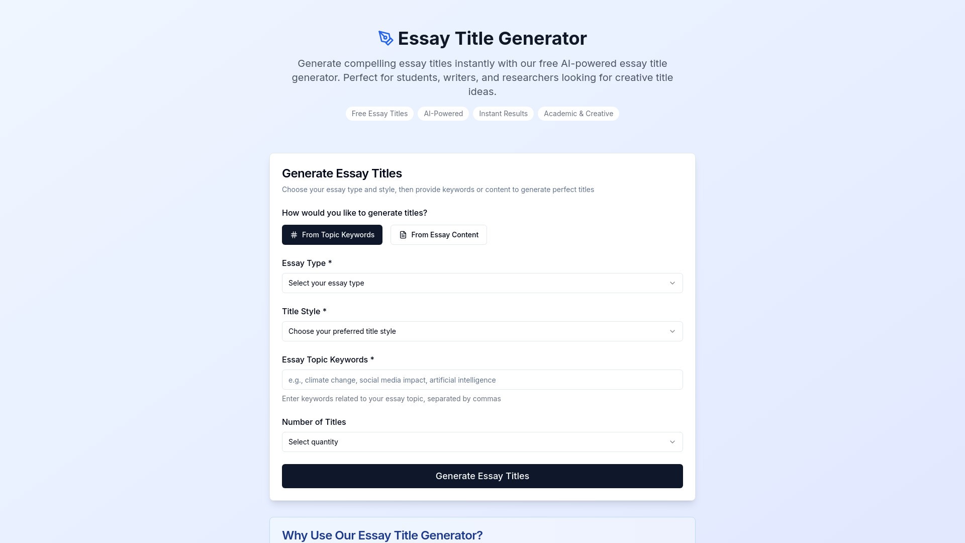 Essay Title Generator 截图