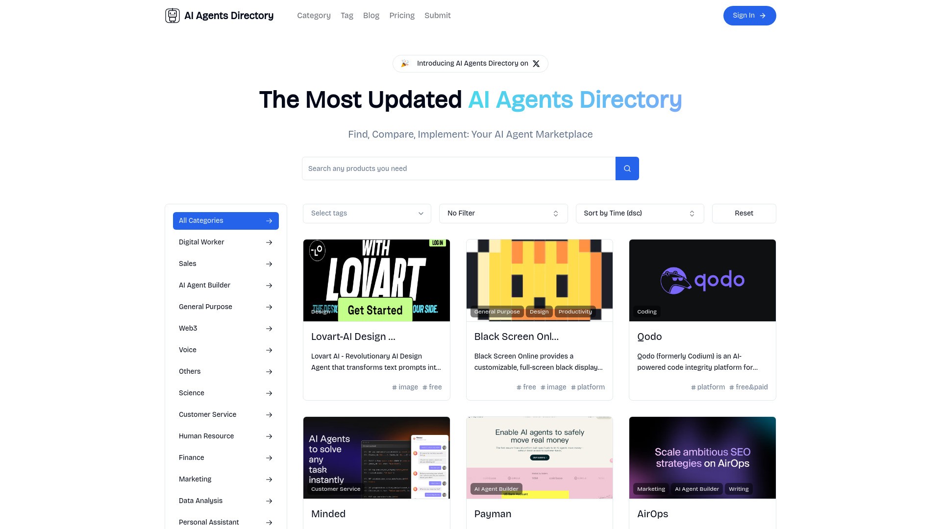 AI Agents Directory 截图