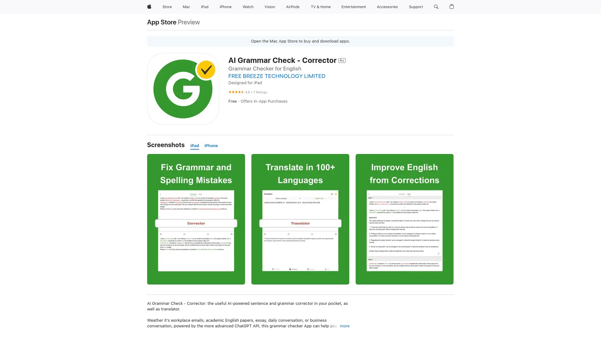 AI Grammar Checker for iOS 截图