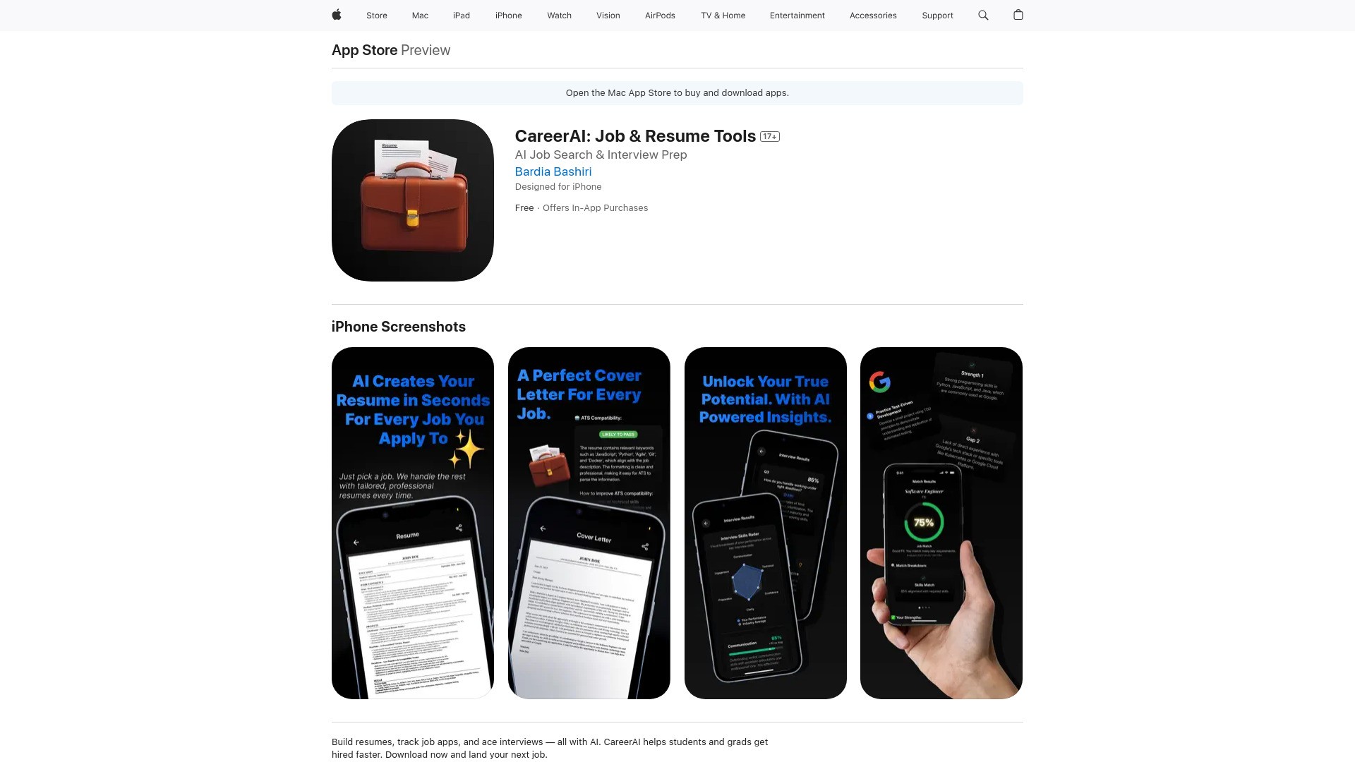 All-in-one job hunt AI app for iOS 截图