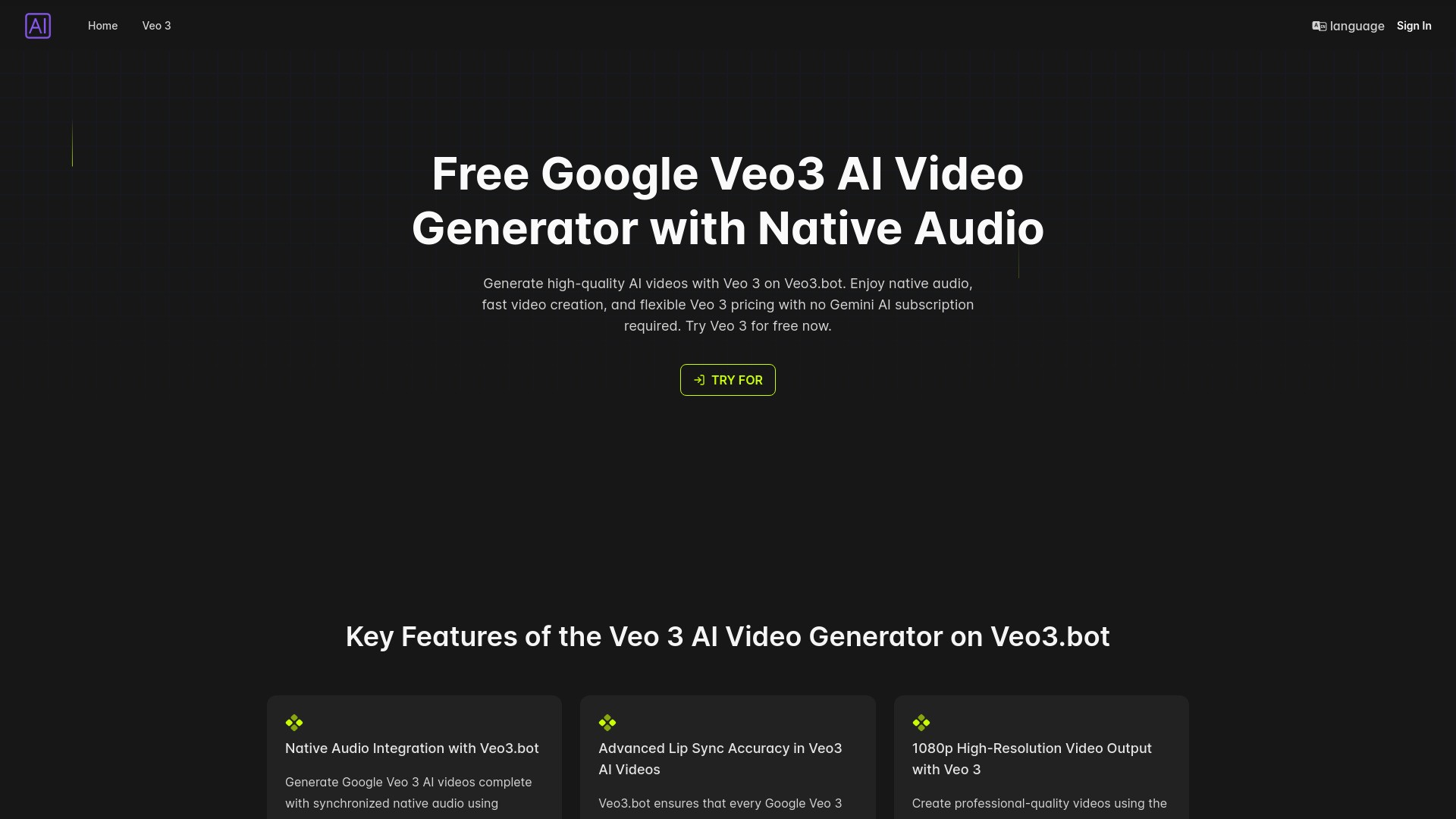 Veo3.bot: Free Access to Google Veo 3 AI Video Generation with Native Audio 截图