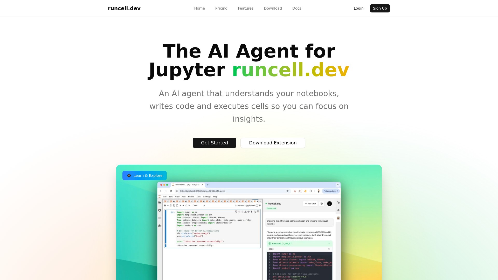 Runcell - Jupyter AI Agent 截图