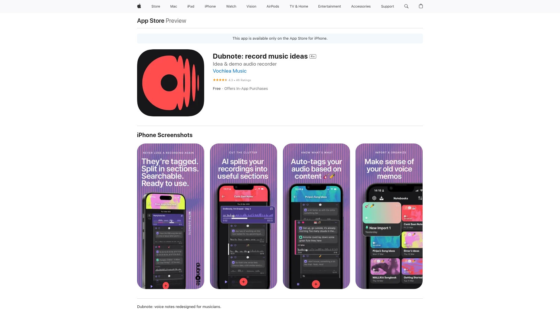 Dubnote: Capture & organise music ideas 截图