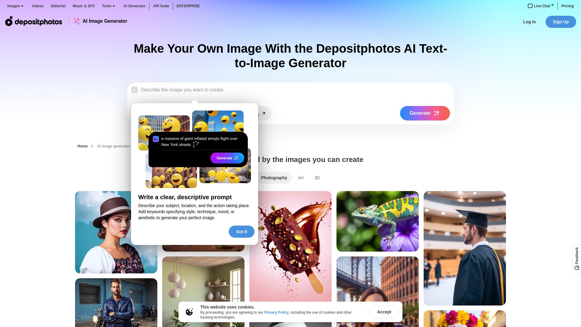 Depositphotos AI image generator 截图