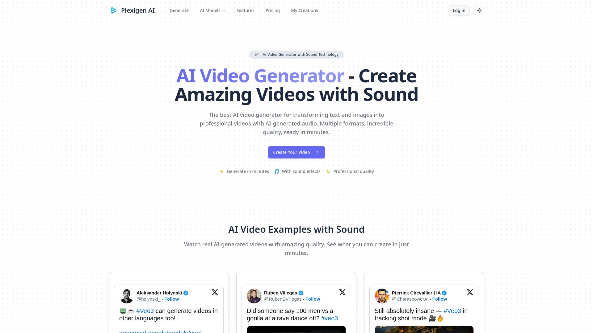 Plexigen AI - AI Video Generator with Sound & Effects 截图