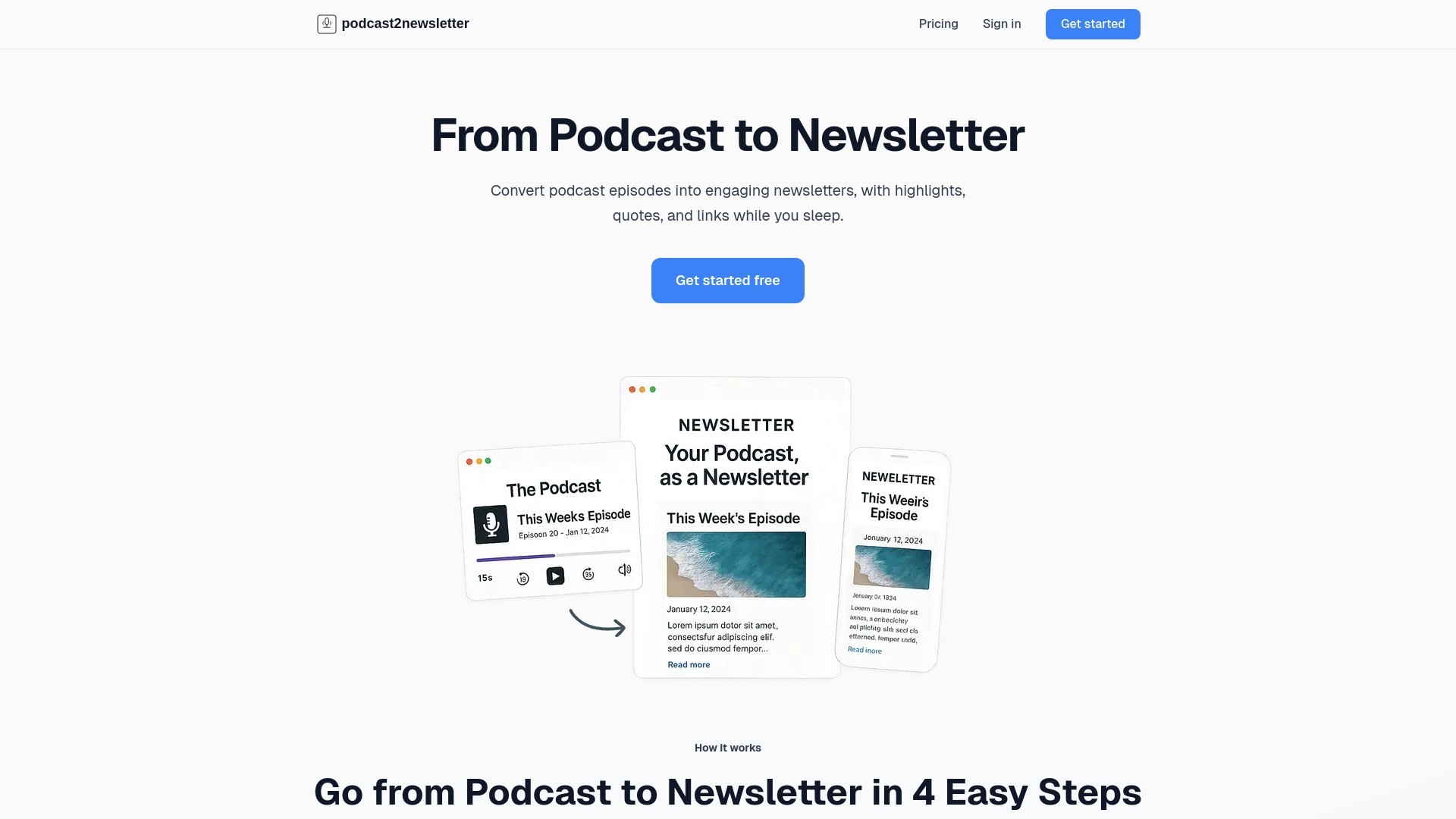 Podcast to Newsletter Generator 截图