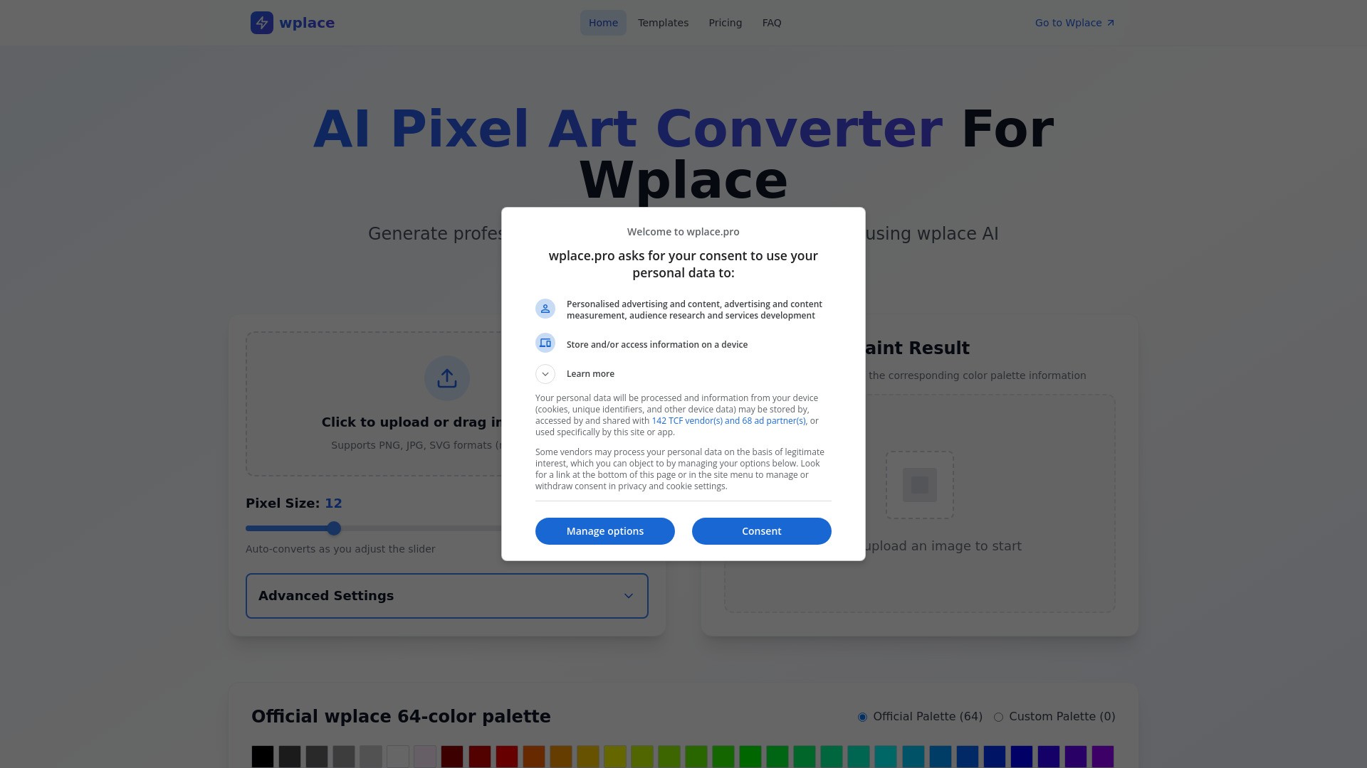 AI Pixel Art Converter For Wplace 截图