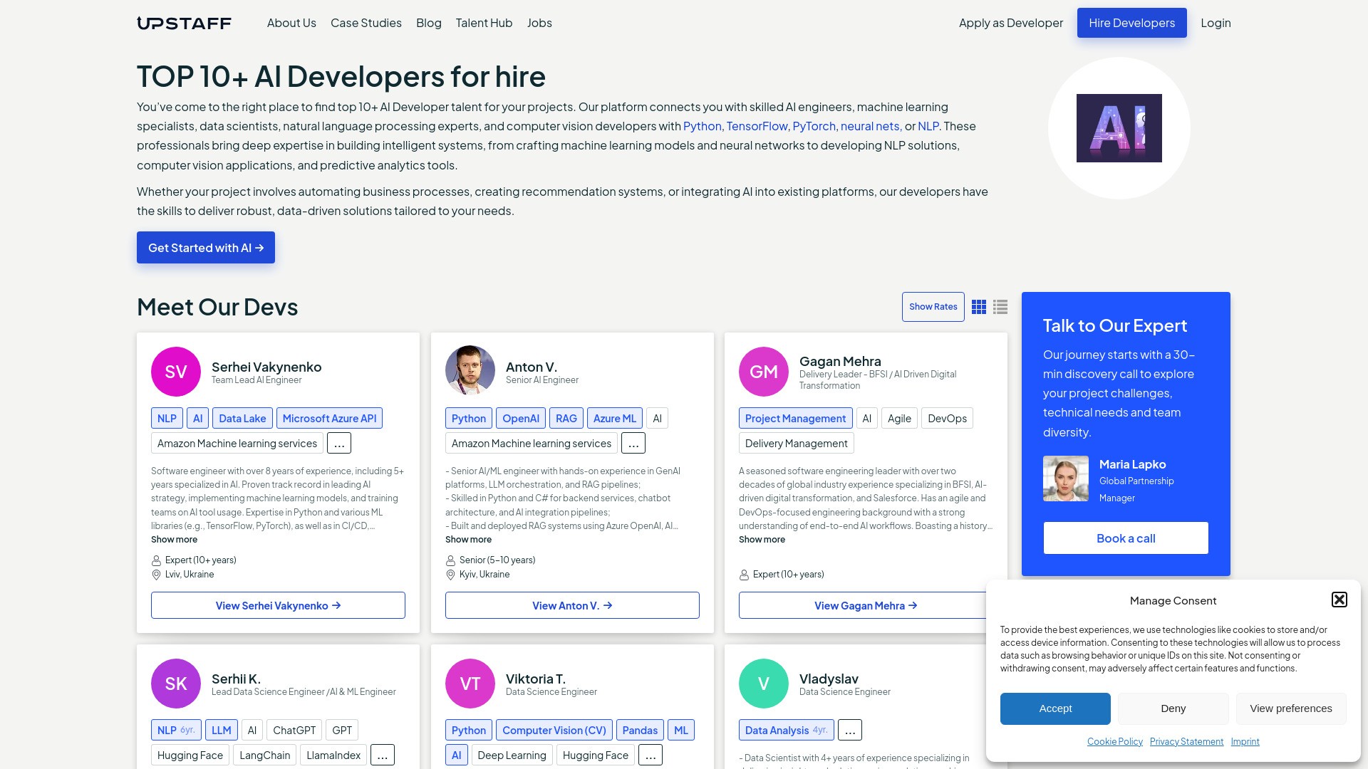 Hire AI Developers with Upstaff.com 截图