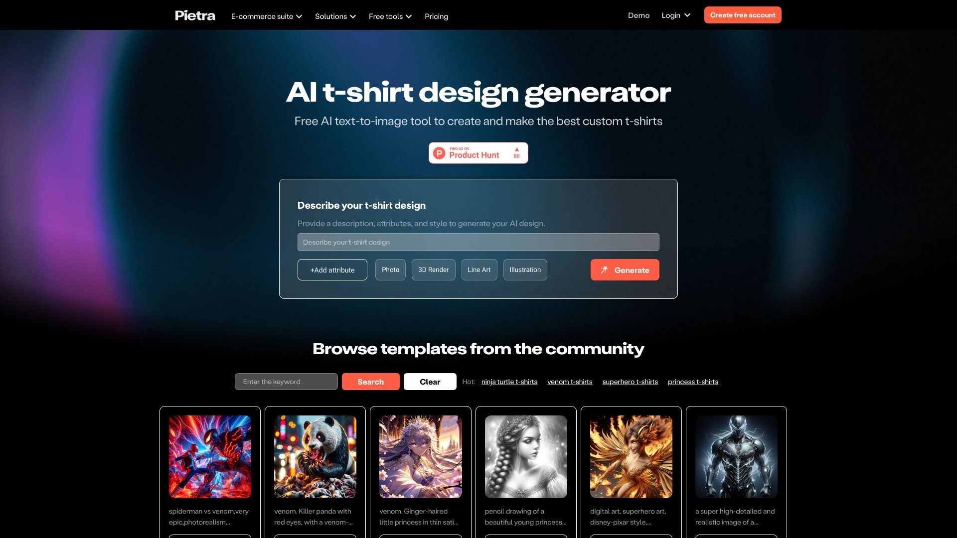 AI t-shirt design generator 截图