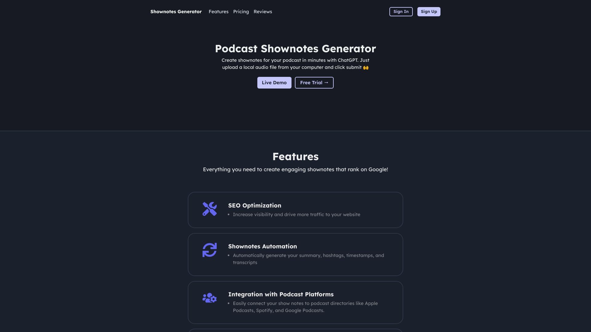 Podcast Shownotes Generator 截图