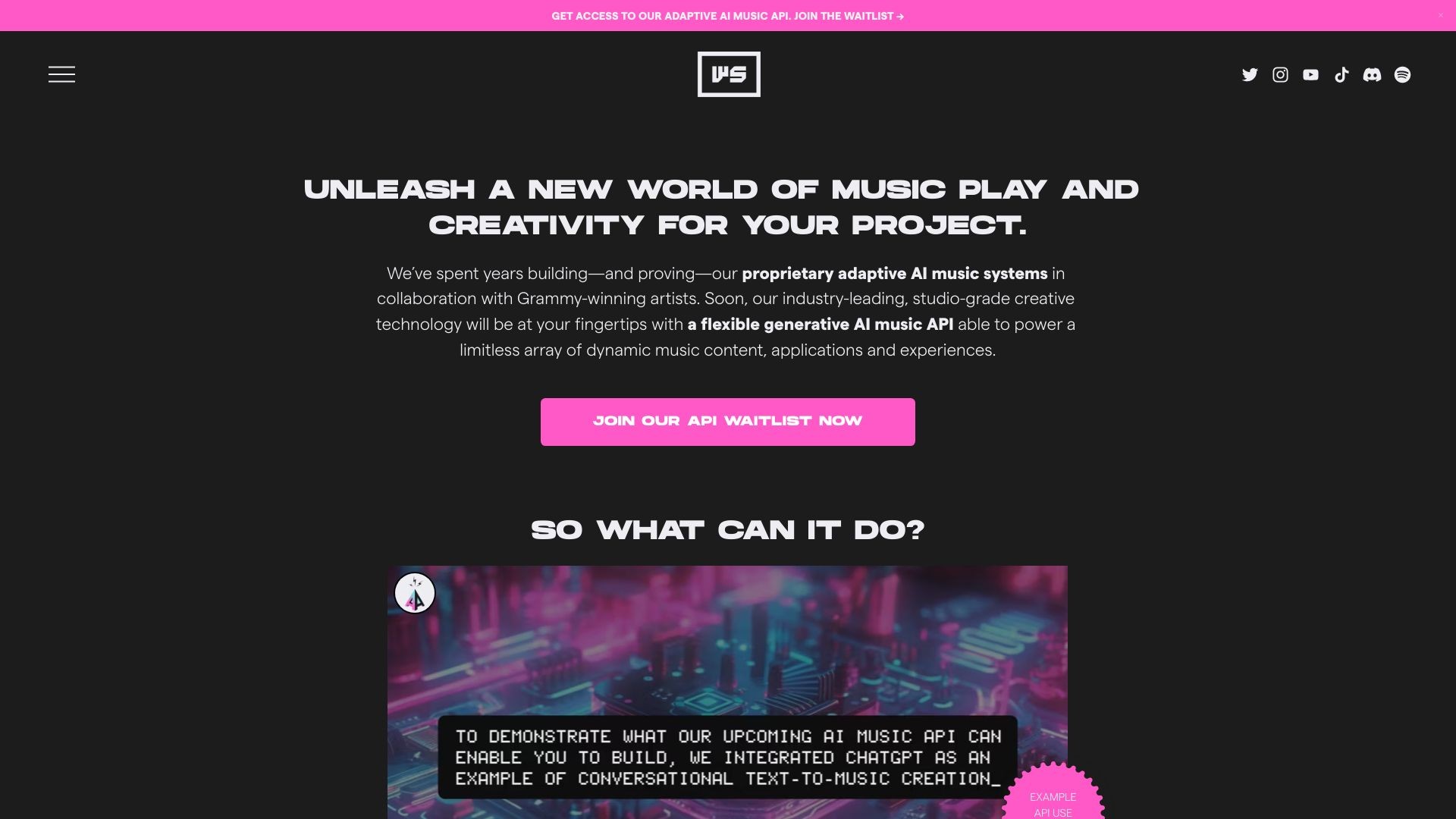 WarpSound AI Music API 截图