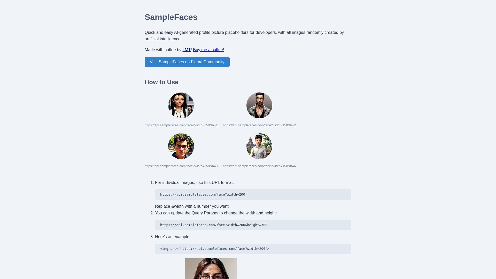 SampleFaces.com 截图