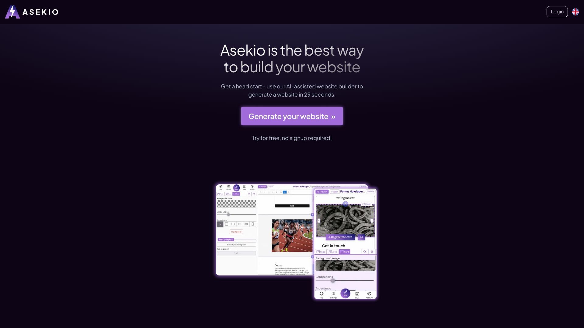 Asekio - AI website builder 截图
