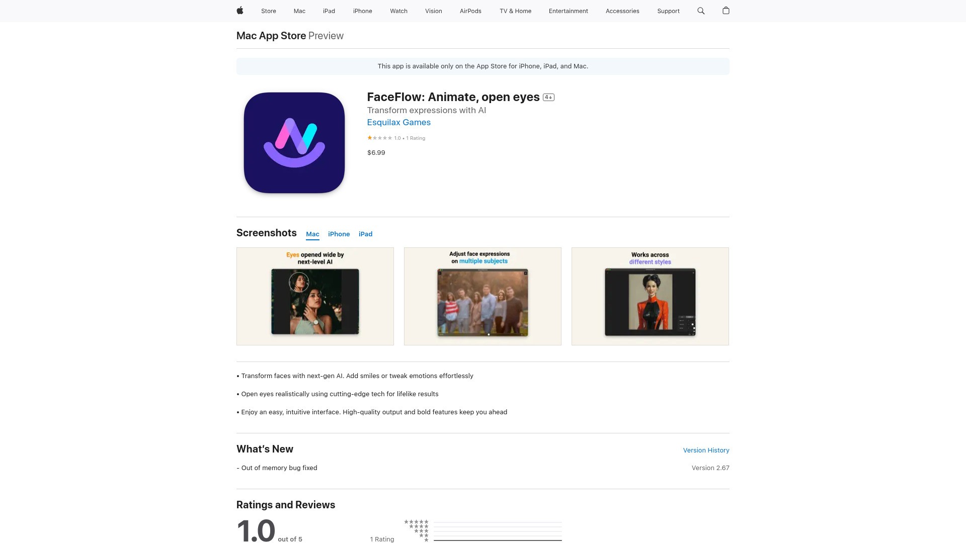 FaceFlow: Animate, open eyes 截图