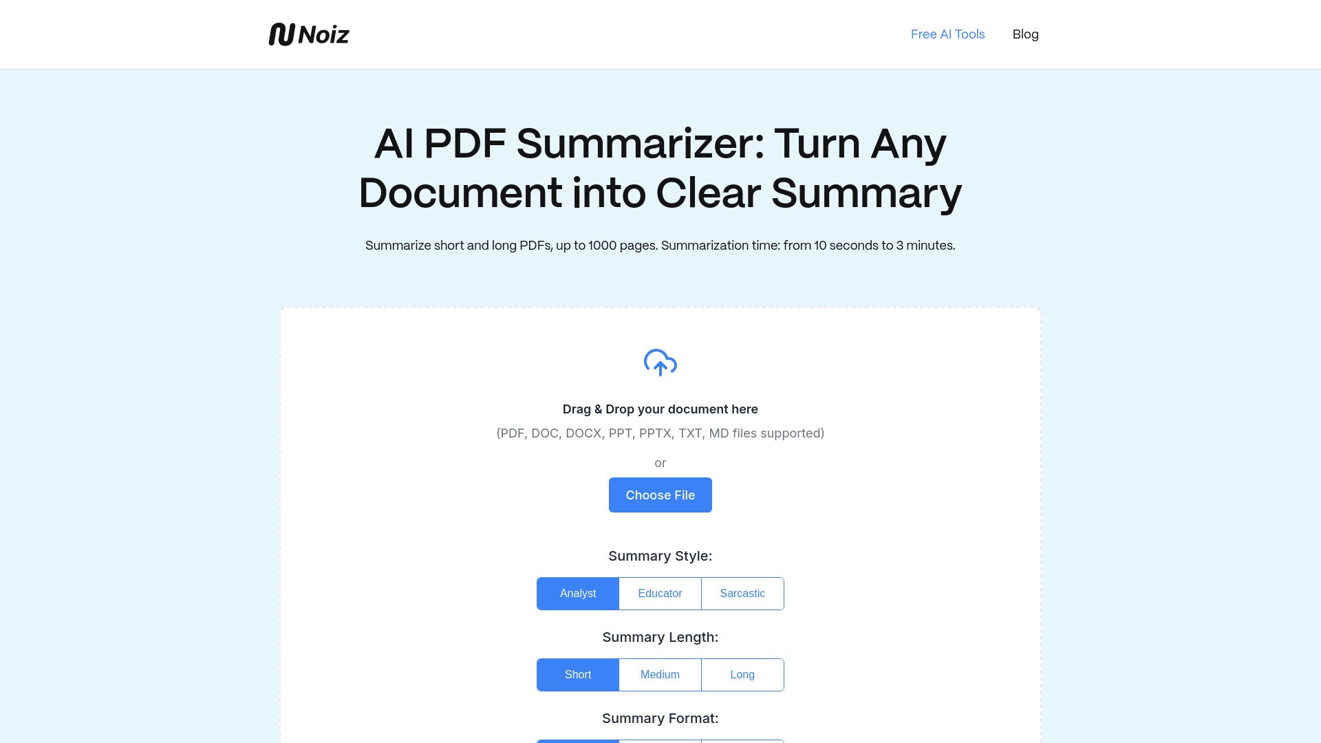 AI PDF Summarizer | Noiz 截图