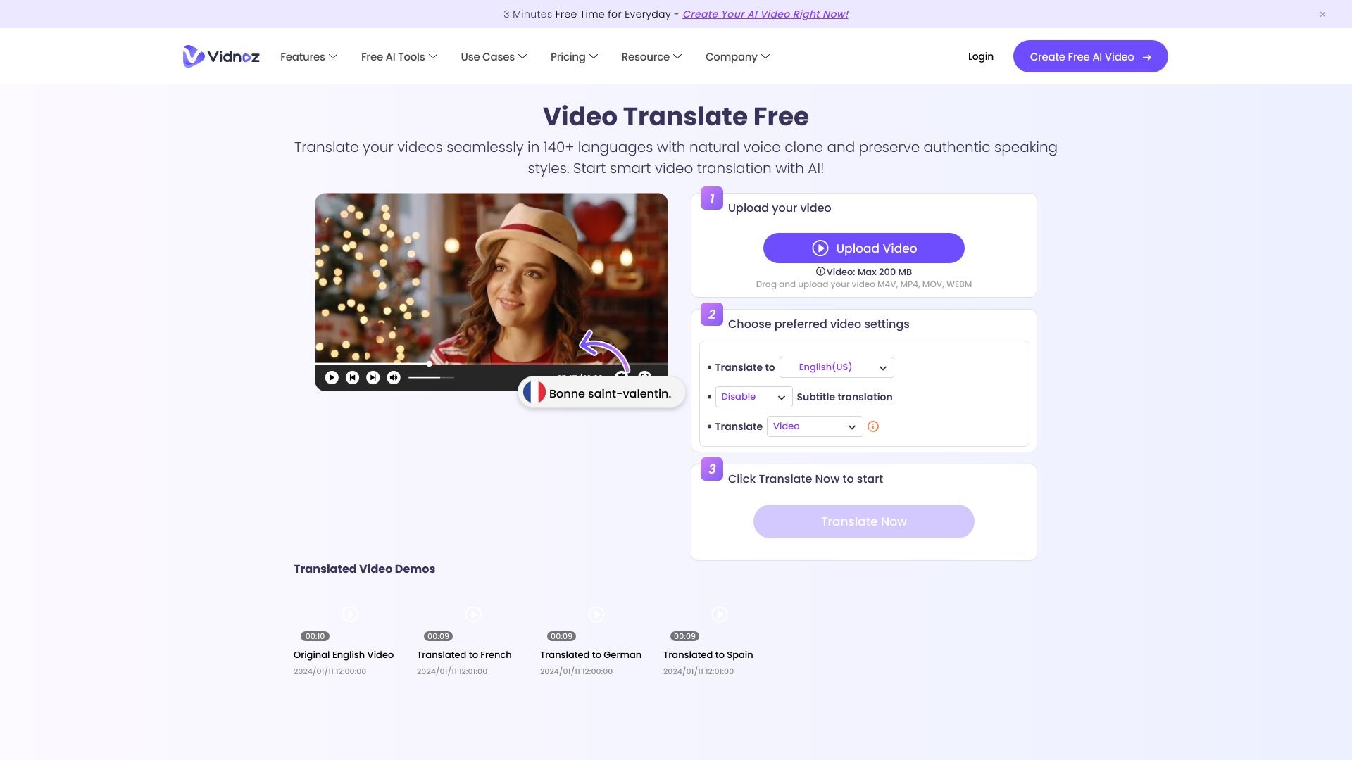 Vidnoz AI Video Translator 截图