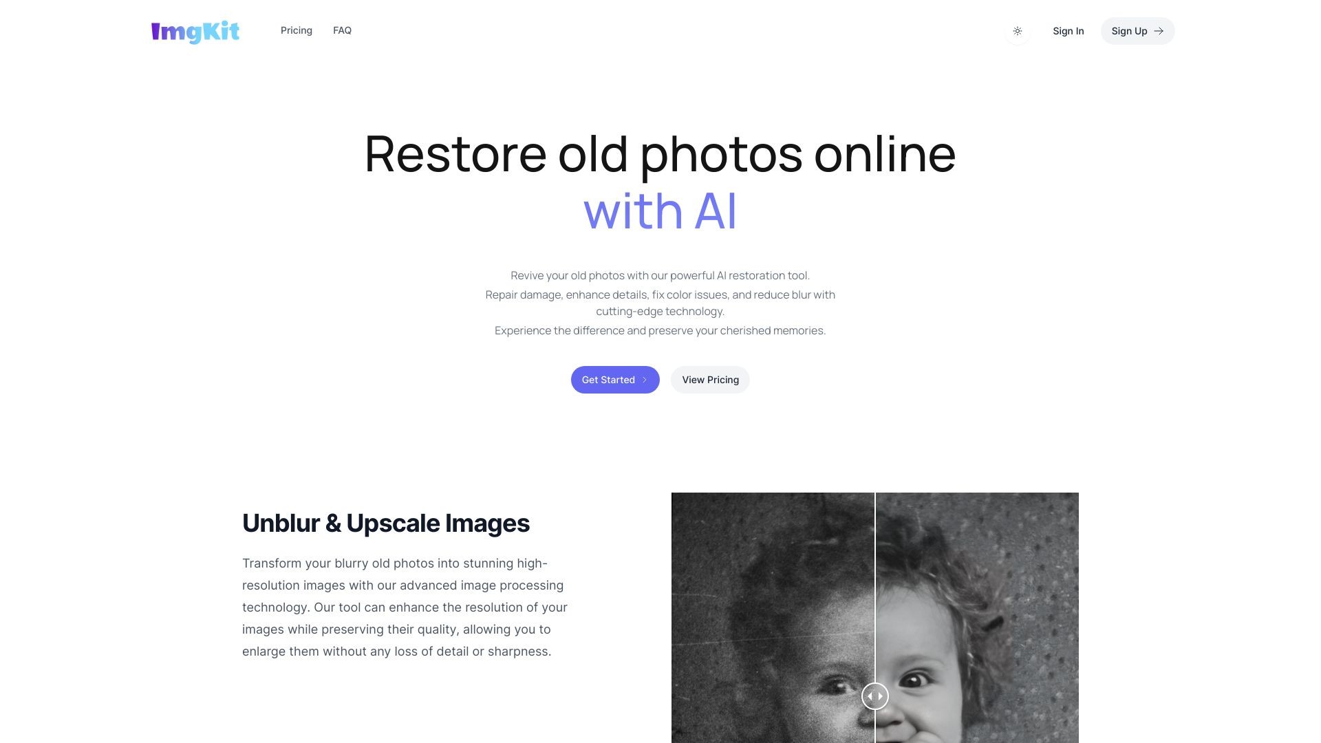 AI Old Photo Restoration Online - ImgKit 截图