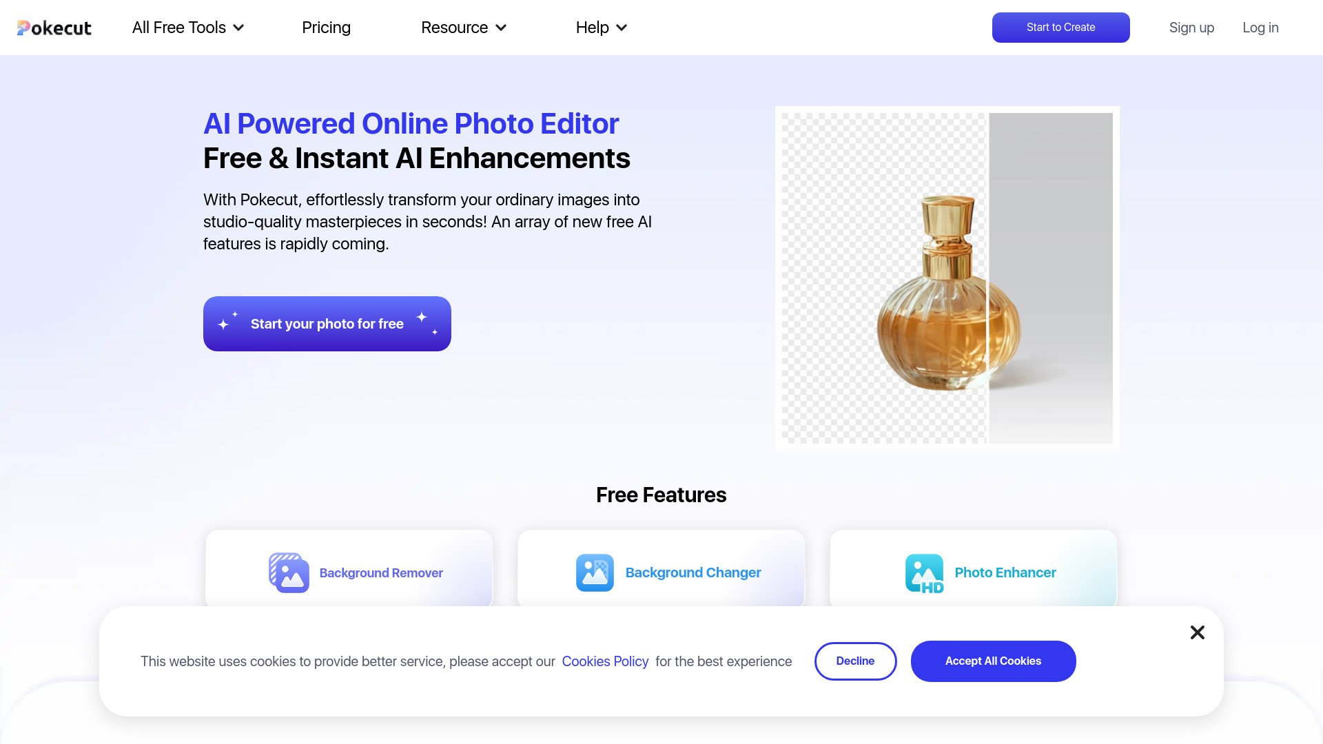Pokecut-AI Powered Online Photo Editor 截图