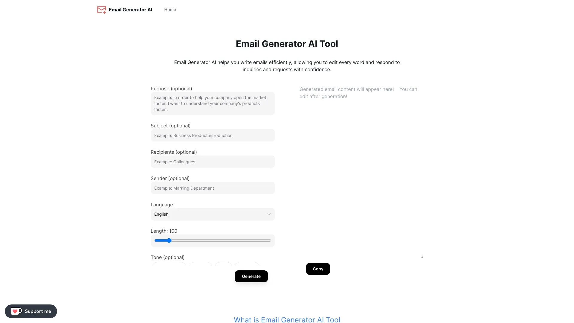 Email Generator AI Tool 截图