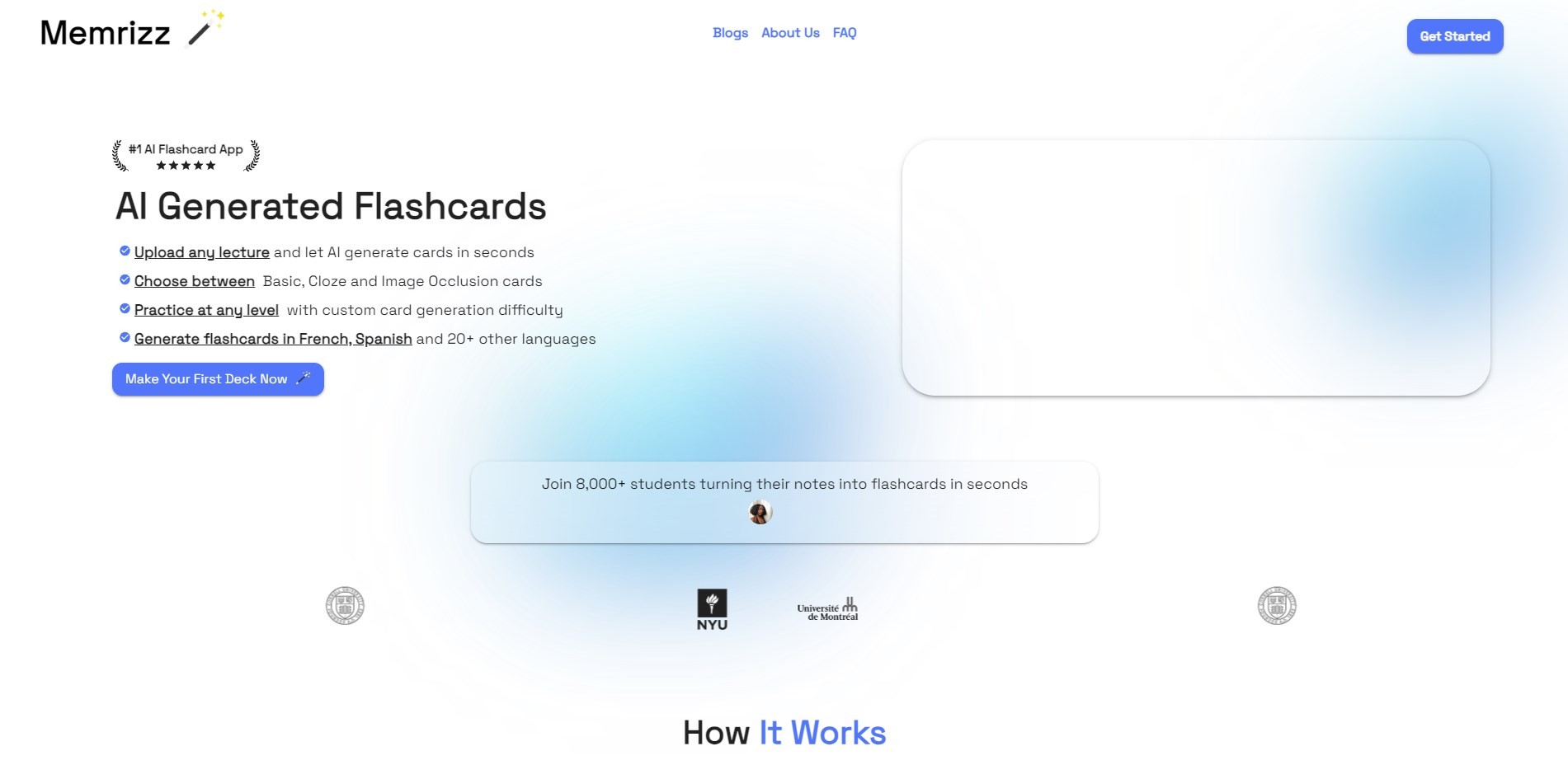 Memrizz AI Flashcard Generator 截图