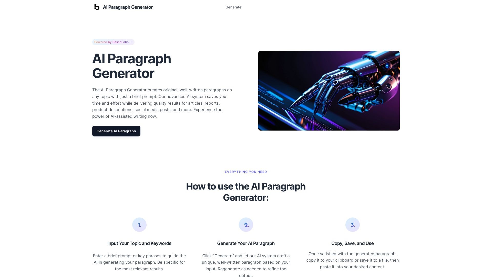 Free AI Paragraph Generator 截图