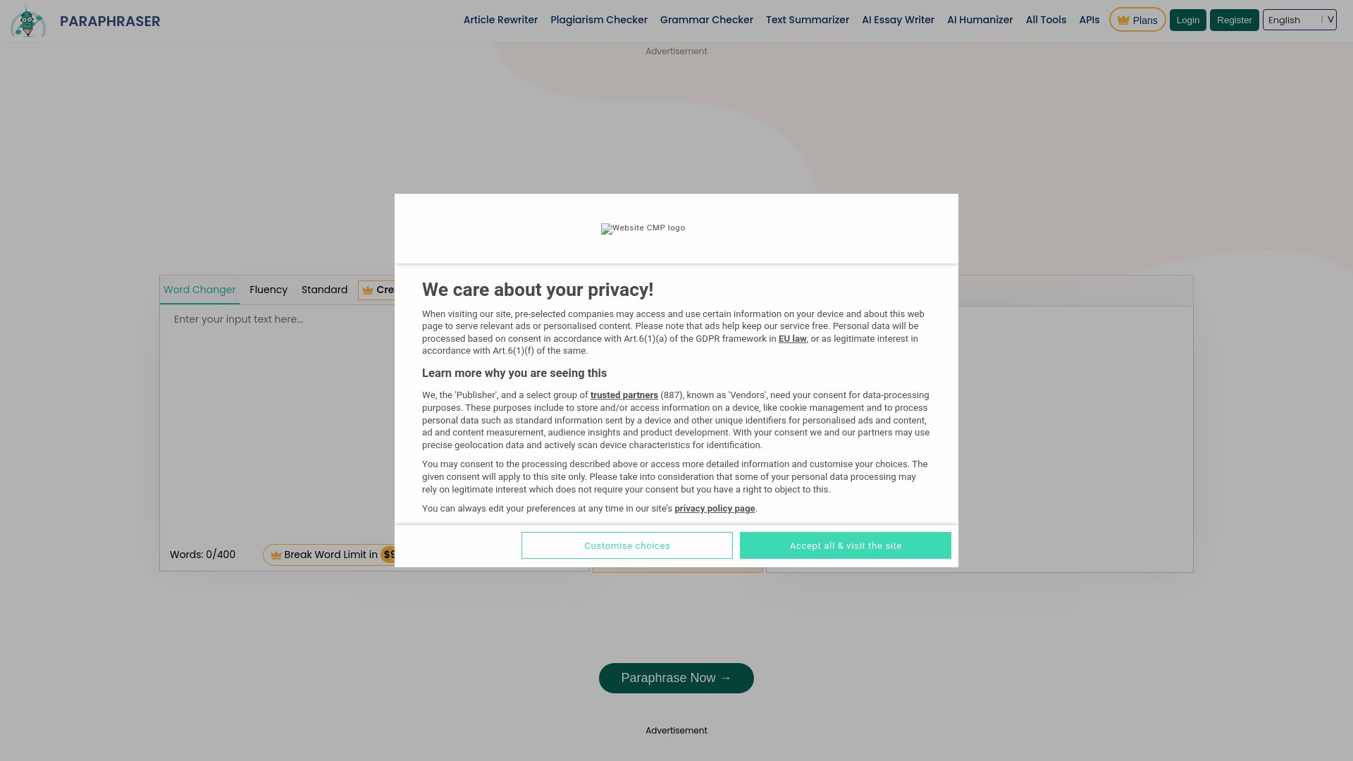 Paraphraser.io 截图