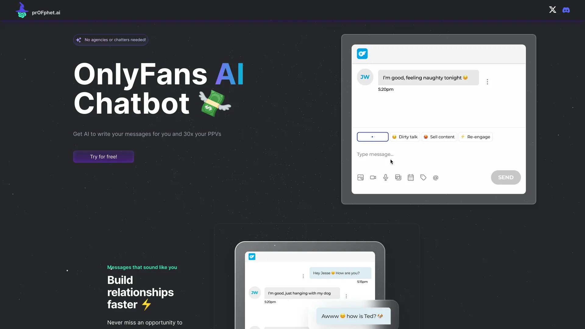 PrOFphet- OF AI Chatbot 截图