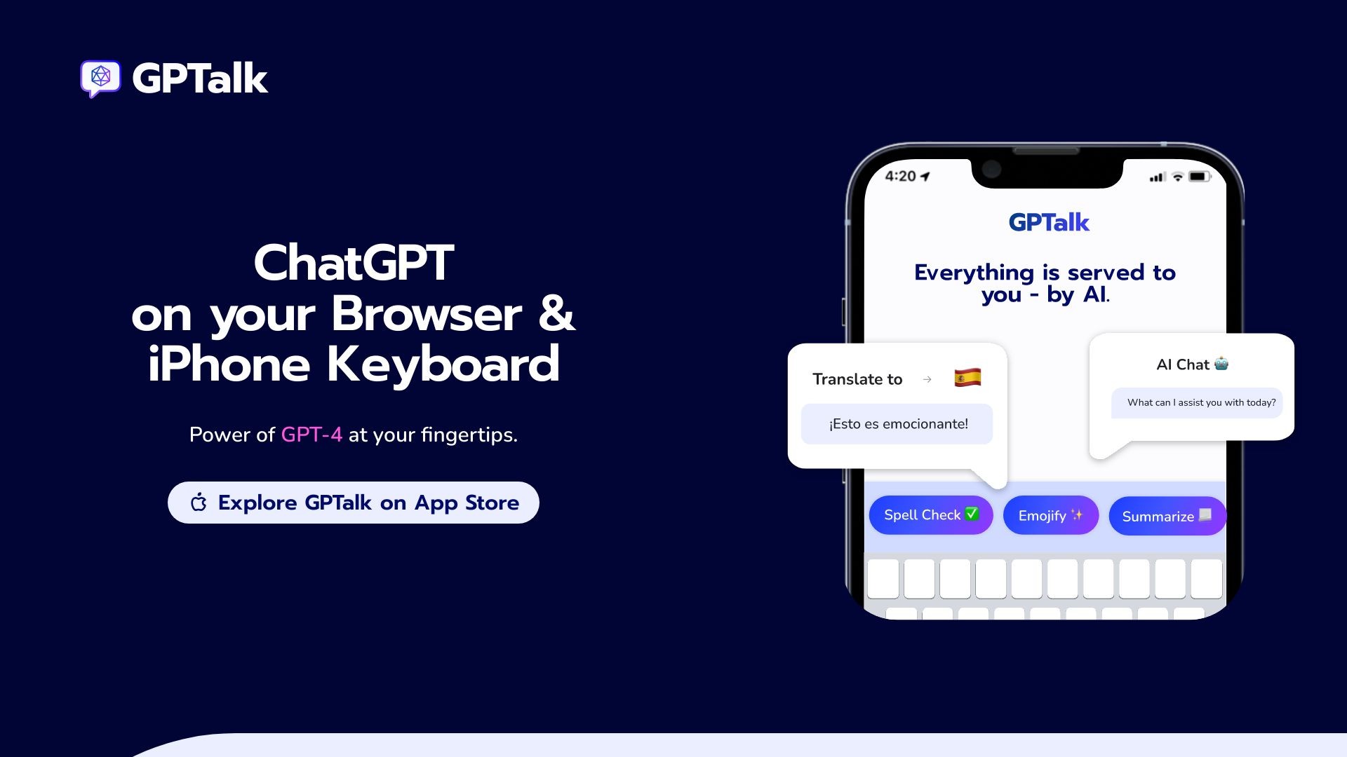 GPTalk: ChatGPT on iPhone Keyboard! 截图
