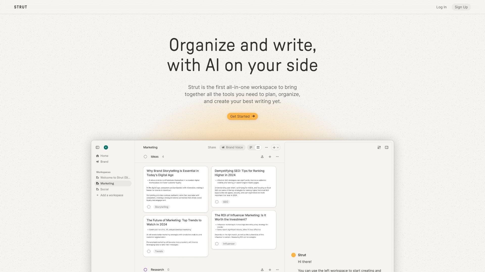 Strut — Organize and write with AI 截图