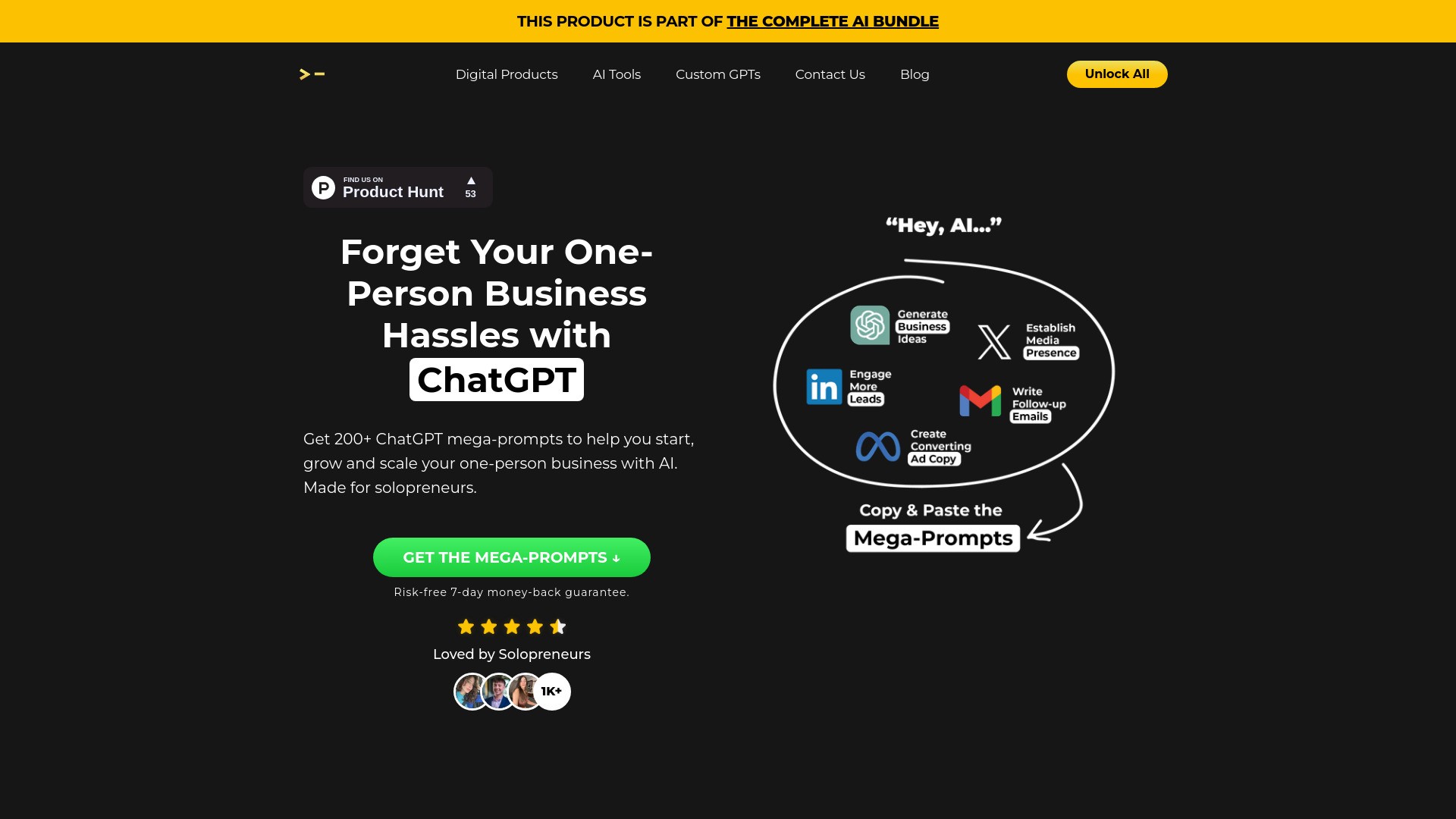 200+ ChatGPT Mega-Prompts for Solopreneurs 截图