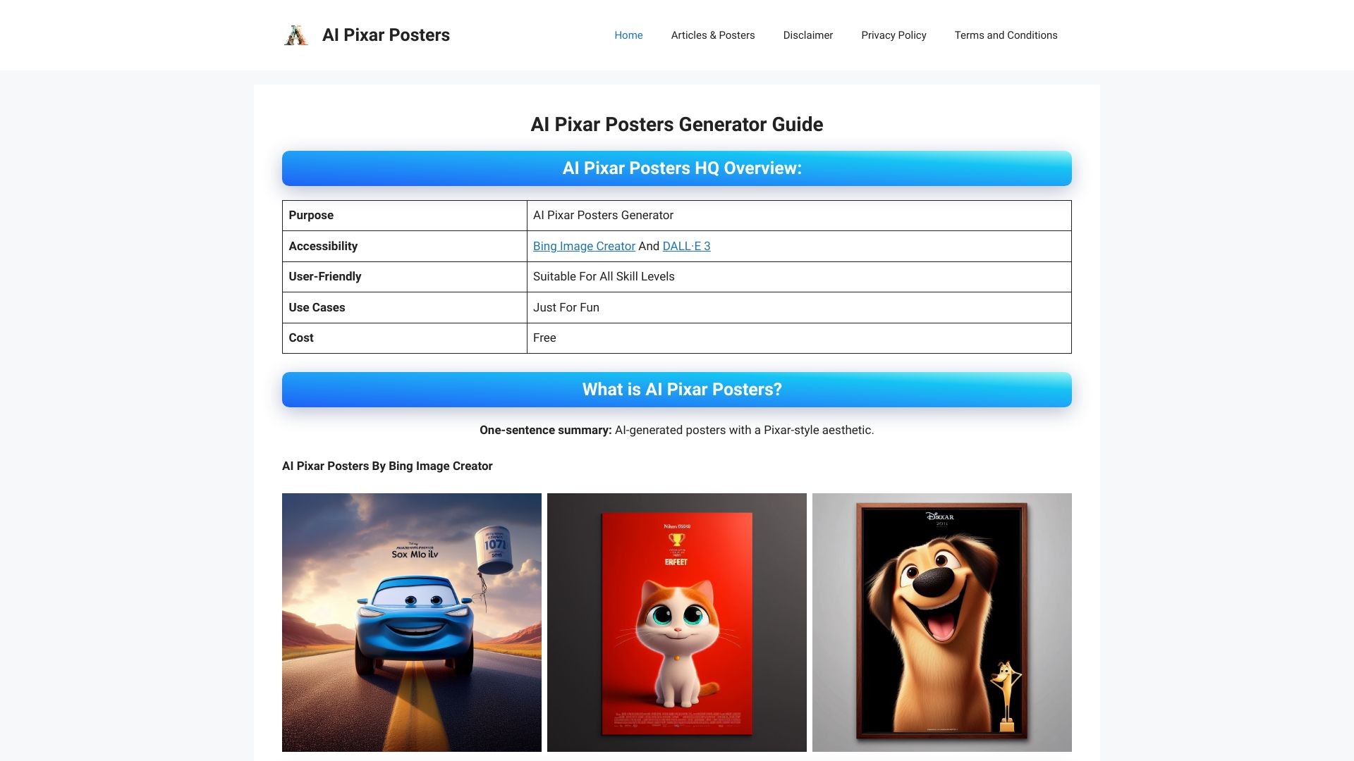 AI Pixar Posters 截图