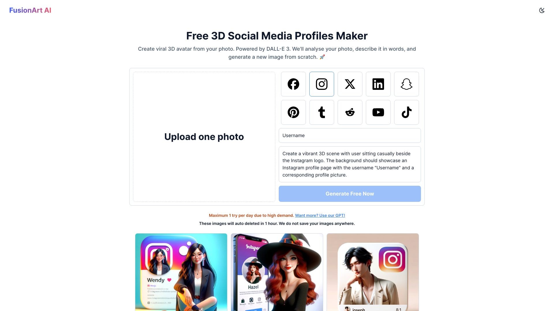 Free 3D Social Media Profiles Maker 截图