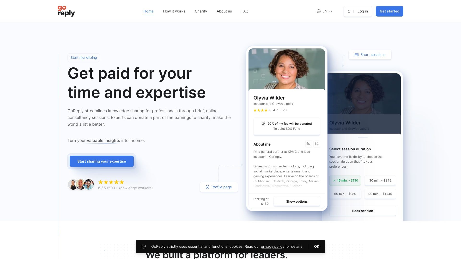 GoReply - Platform for professionals to monetize expertise & time 截图