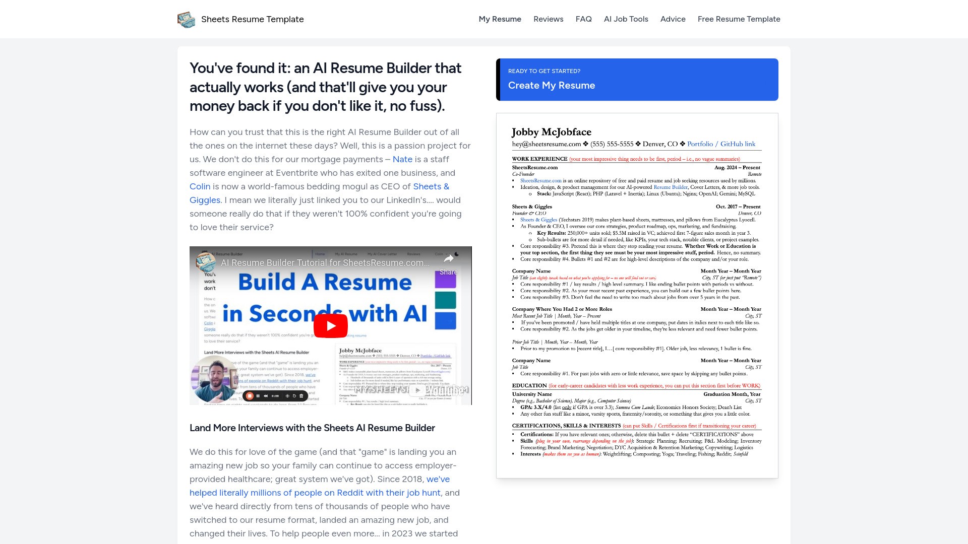 Sheets AI Resume Builder 截图